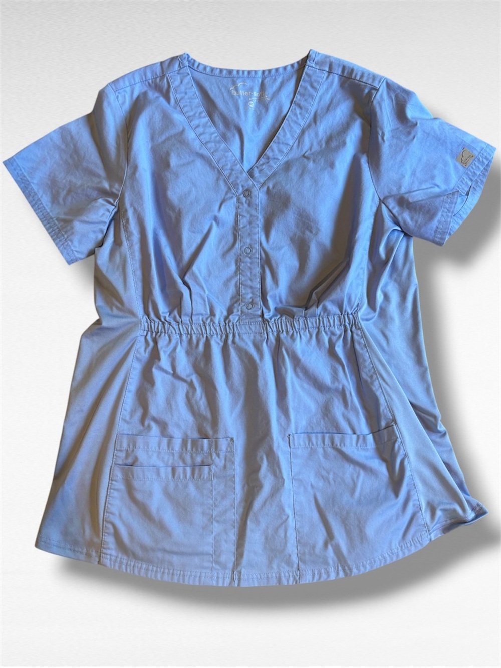 Butter-Soft Stretch Maternity Scrub Bundle 1 Top 2 Pants Ceil Blue M